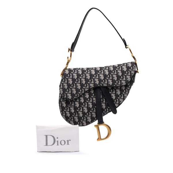 Pre-owned Dior Oblique Canvas Saddle Bag Blue