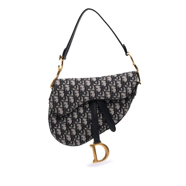 Pre-owned Dior Oblique Canvas Saddle Bag Blue