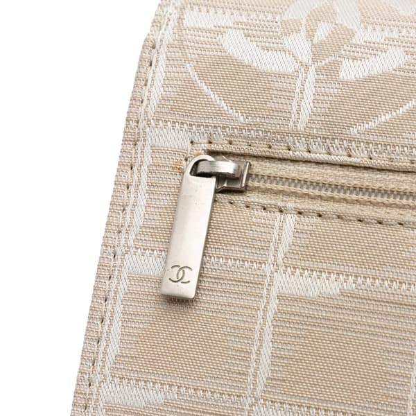 Pre-owned Chanel New Travel Line Nylon Wallet On Chain Brown