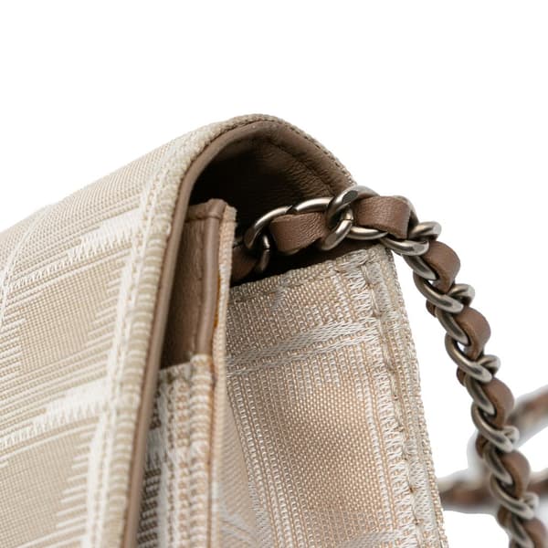 Pre-owned Chanel New Travel Line Nylon Wallet On Chain Brown