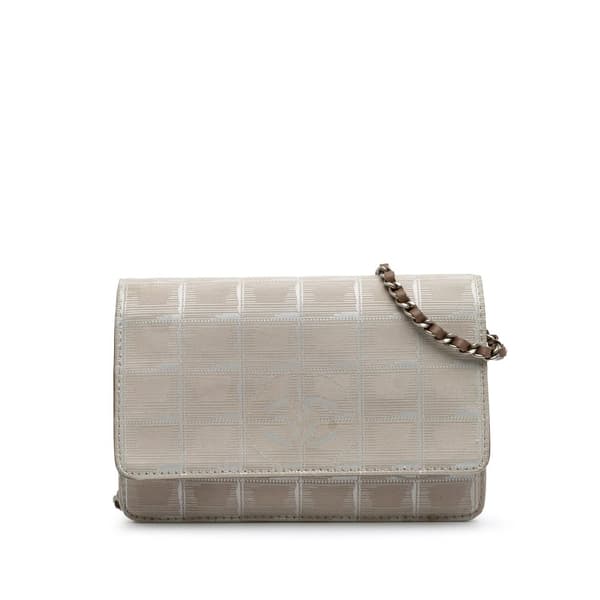 Pre-owned Chanel New Travel Line Nylon Wallet On Chain Brown