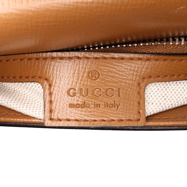 Pre-owned Gucci GG Canvas Asymmetric Horsebit 1955 Shoulder Bag Brown