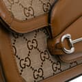 Miniatyrbillede 7 af 10: Pre-owned Gucci GG Canvas Asymmetric Horsebit 1955 Shoulder Bag Brown
