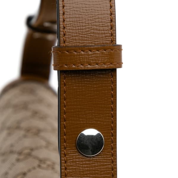 Pre-owned Gucci GG Canvas Asymmetric Horsebit 1955 Shoulder Bag Brown