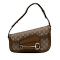 Miniatyrbillede 1 af 10: Pre-owned Gucci GG Canvas Asymmetric Horsebit 1955 Shoulder Bag Brown