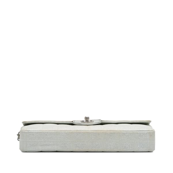 Pre-owned Chanel New Travel Line Nylon East West Flap Silver