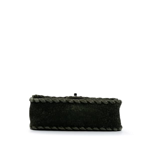 Pre-owned Chanel Quilted Wool Felt Whipstitch Fancy Flap Green