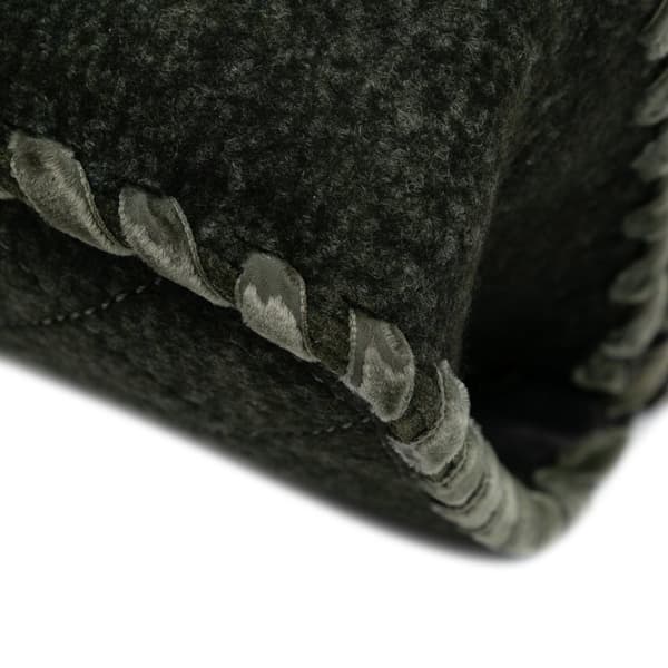 Pre-owned Chanel Quilted Wool Felt Whipstitch Fancy Flap Green