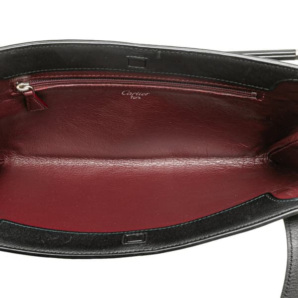 Pre-owned Cartier Leather Cabochon Shoulder Bag Black