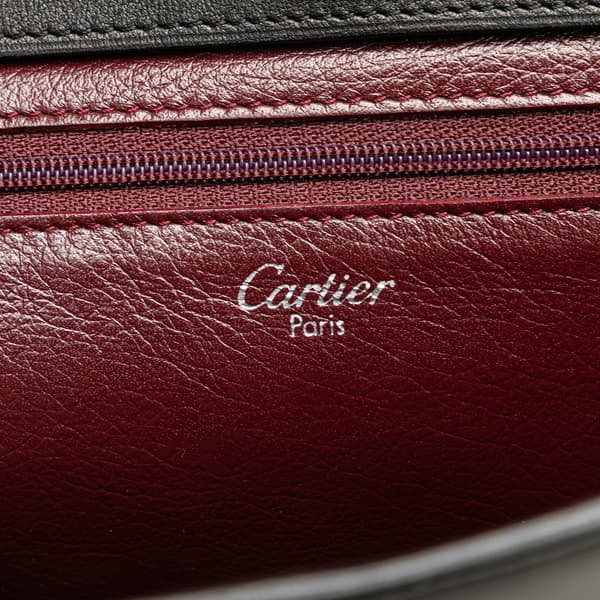 Pre-owned Cartier Leather Cabochon Shoulder Bag Black