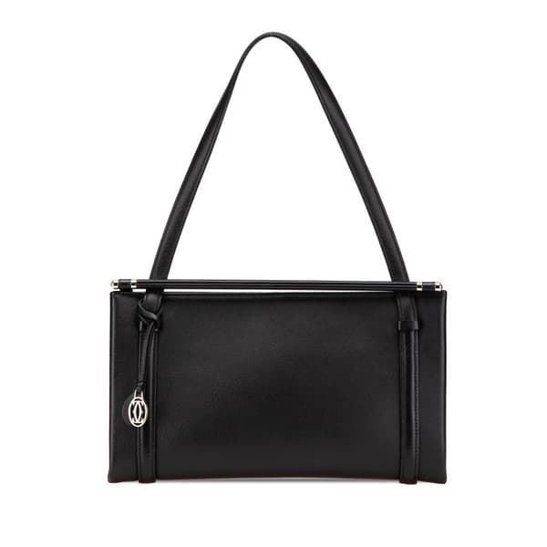 Pre-owned Cartier Leather Cabochon Shoulder Bag Black