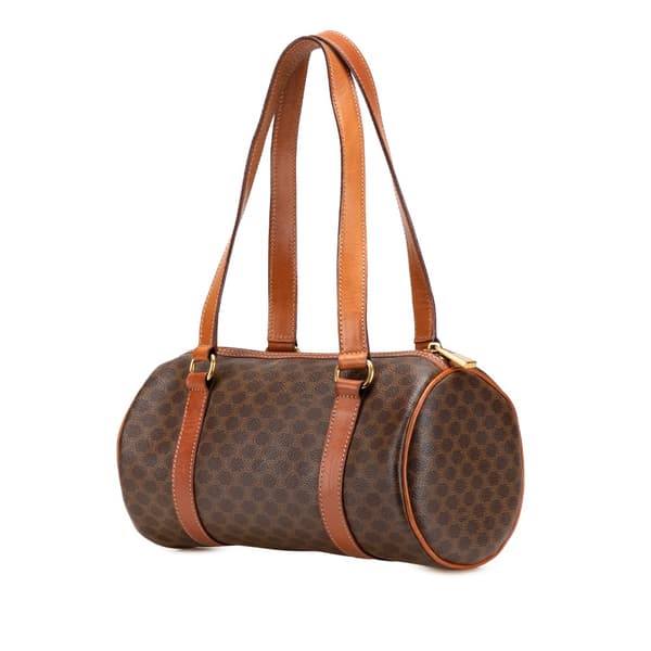 Pre-owned Celine Macadam Coated Canvas Shoulder Bag Brown
