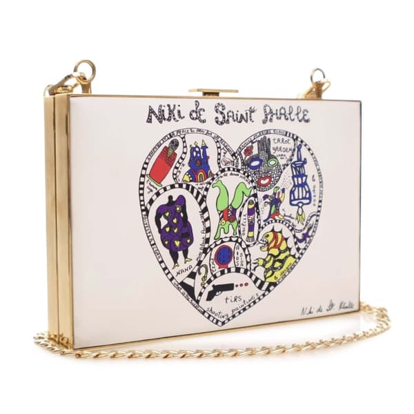 Pre-owned Dior Niki De Saint Phalle Calfskin Clutch on Chain White