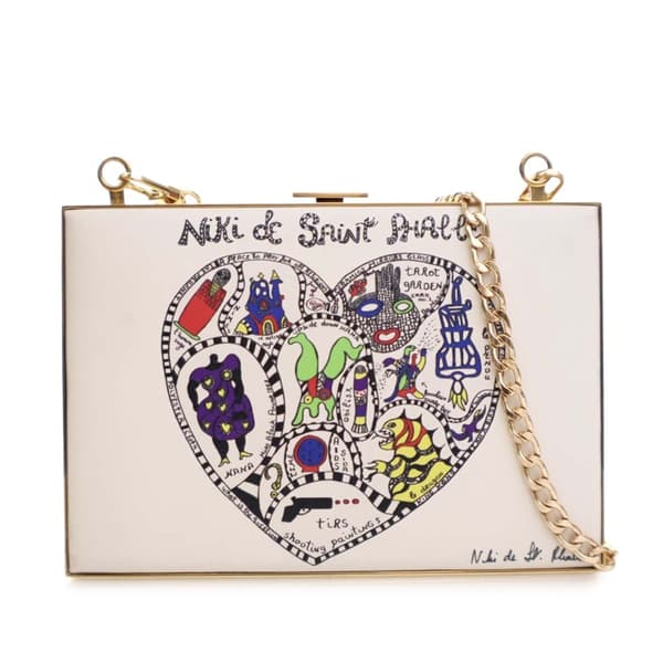 Pre-owned Dior Niki De Saint Phalle Calfskin Clutch on Chain White