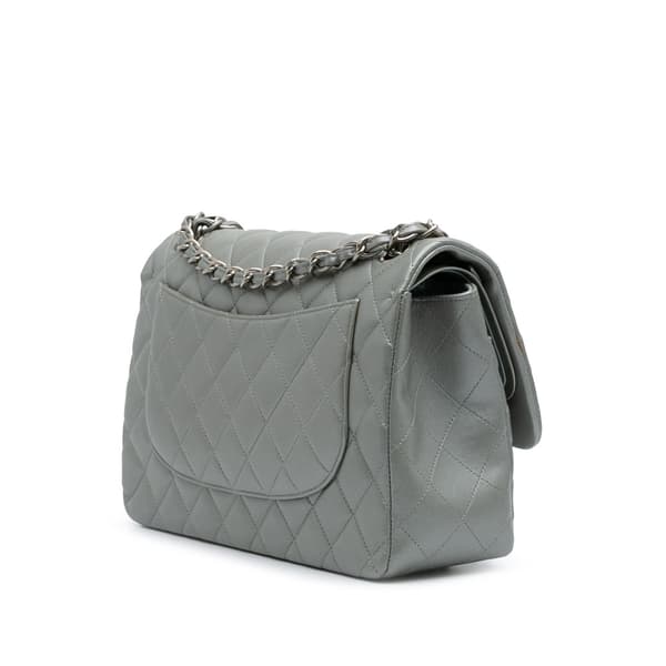 Pre-owned Chanel Jumbo Classic Lambskin Double Flap Silver