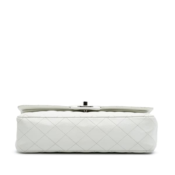 Pre-owned Chanel Medium Classic Caviar Double Flap White