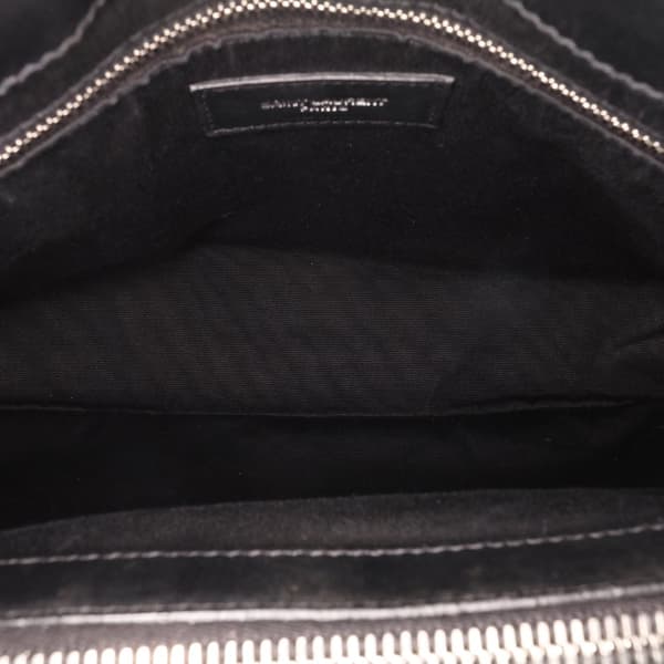 Pre-owned Saint Laurent Medium Matelasse Leather LouLou Shoulder Bag Black