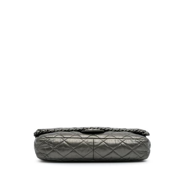 Pre-owned Chanel Medium Quilted Metallic Aged Calfskin Chain Me Flap Gray