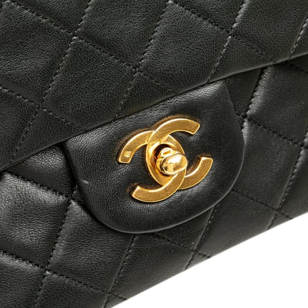 Pre-owned Chanel Small Classic Lambskin Double Flap Black