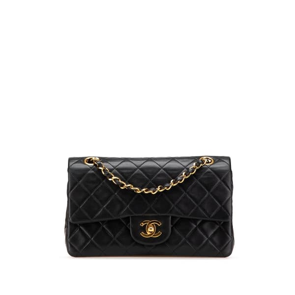 Pre-owned Chanel Small Classic Lambskin Double Flap Black