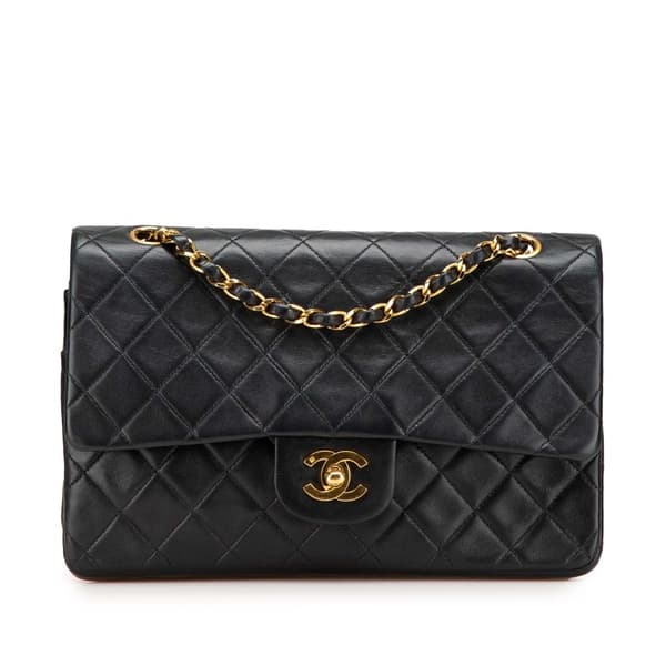 Pre-owned Chanel Medium Classic Lambskin Double Flap Black