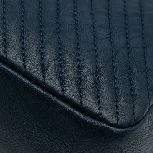Pre-owned Chanel Medium Chevron Wrinkled Calfskin Medallion Charm Flap Blue
