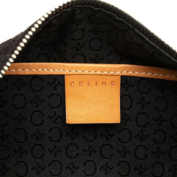 Pre-owned Celine C Macadam Suede Shoulder Bag Black