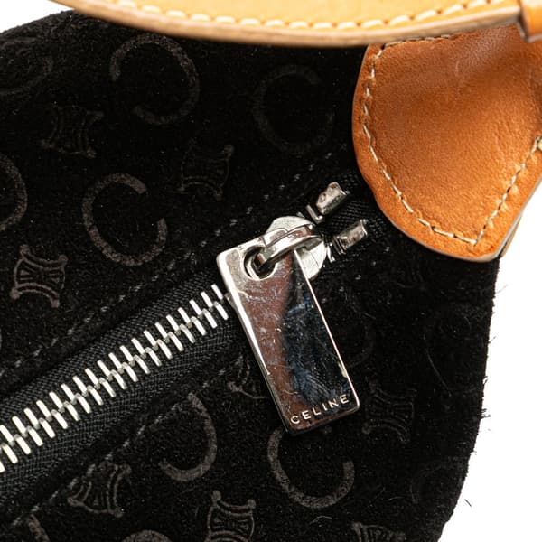 Pre-owned Celine C Macadam Suede Shoulder Bag Black