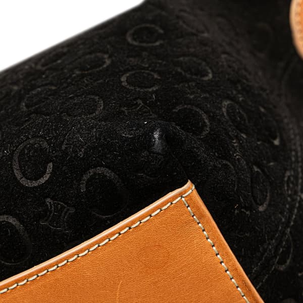 Pre-owned Celine C Macadam Suede Shoulder Bag Black