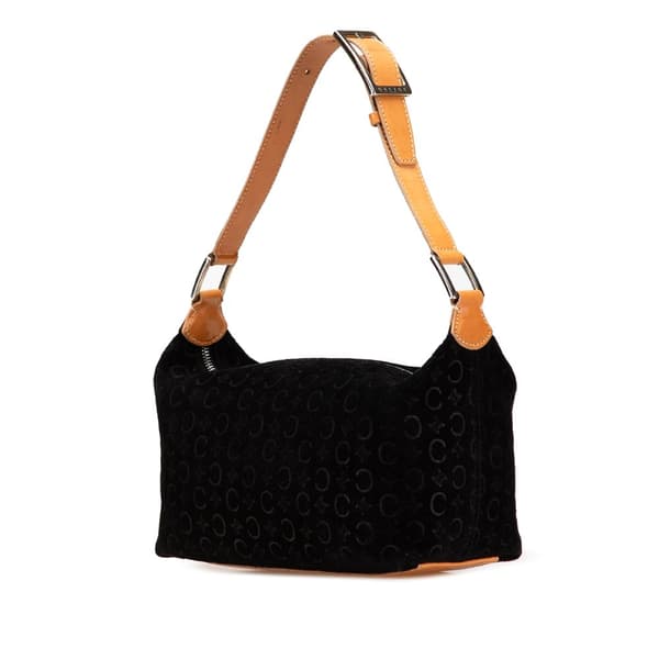 Pre-owned Celine C Macadam Suede Shoulder Bag Black