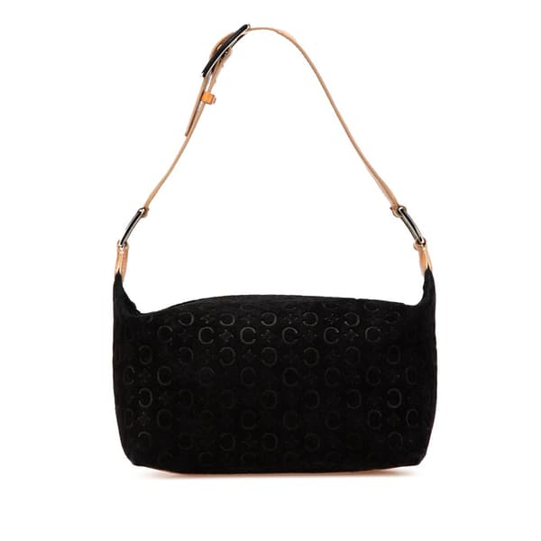 Pre-owned Celine C Macadam Suede Shoulder Bag Black