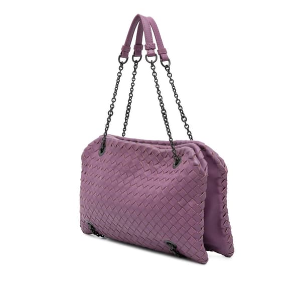 Pre-owned Bottega Veneta Nappa Intrecciato Duo Shoulder Bag Purple