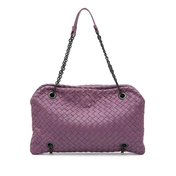 Pre-owned Bottega Veneta Nappa Intrecciato Duo Shoulder Bag Purple