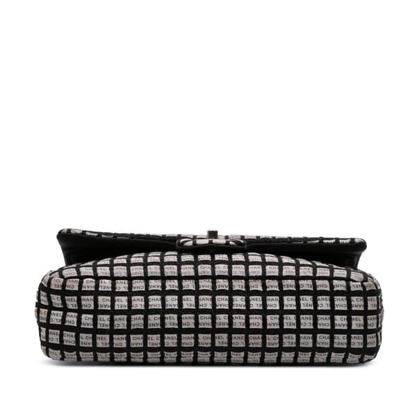 Pre-owned Chanel Medium Classic Ribbon Tweed Double Flap White