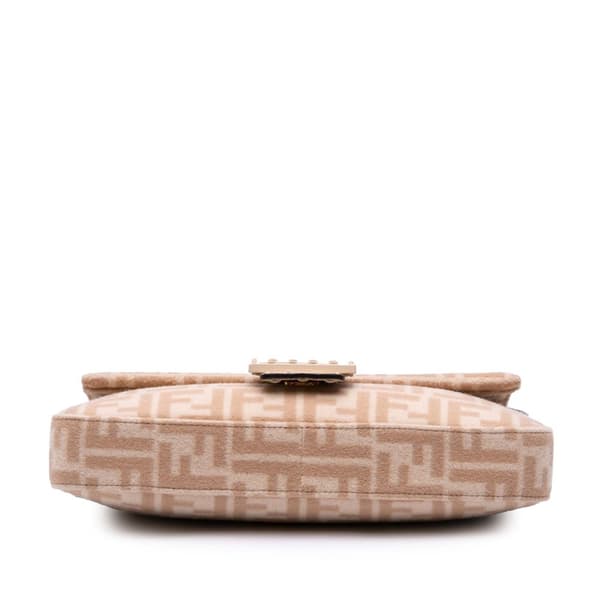 Pre-owned Fendi Zucca Wool Selleria Baguette Brown