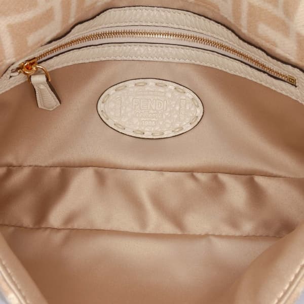 Pre-owned Fendi Zucca Wool Selleria Baguette Brown