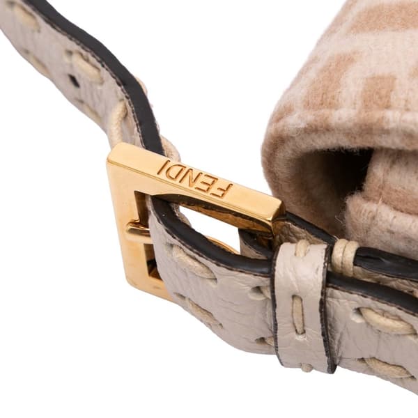 Pre-owned Fendi Zucca Wool Selleria Baguette Brown