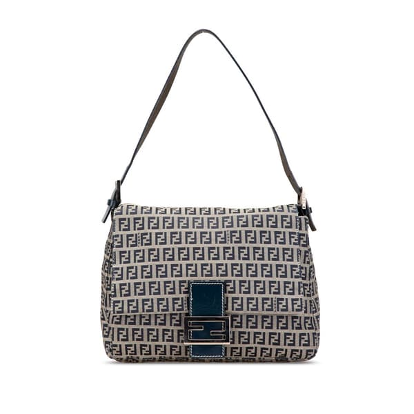 Pre-owned Fendi Zucchino Canvas Mamma Forever Gray