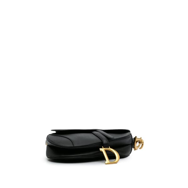 Pre-owned Dior Grained Calfskin Saddle Bag Black