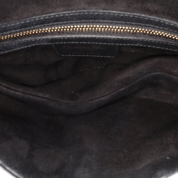 Pre-owned Dior Grained Calfskin Saddle Bag Black