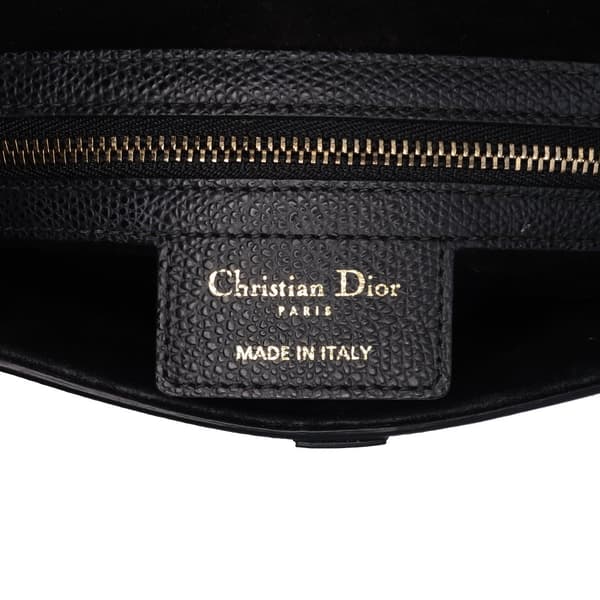 Pre-owned Dior Grained Calfskin Saddle Bag Black