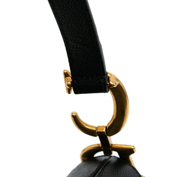 Pre-owned Dior Grained Calfskin Saddle Bag Black