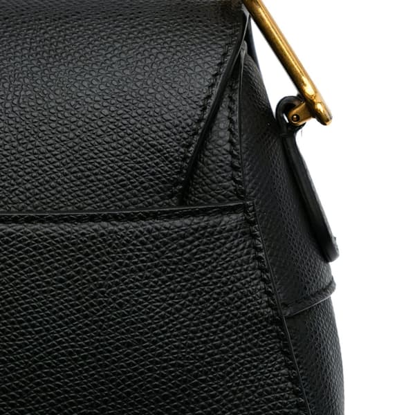Pre-owned Dior Grained Calfskin Saddle Bag Black