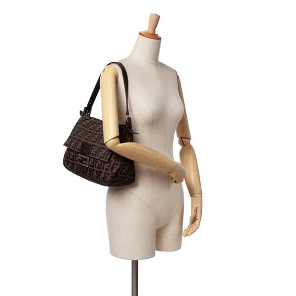 Pre-owned Fendi Zucca Canvas Mamma Forever Brown