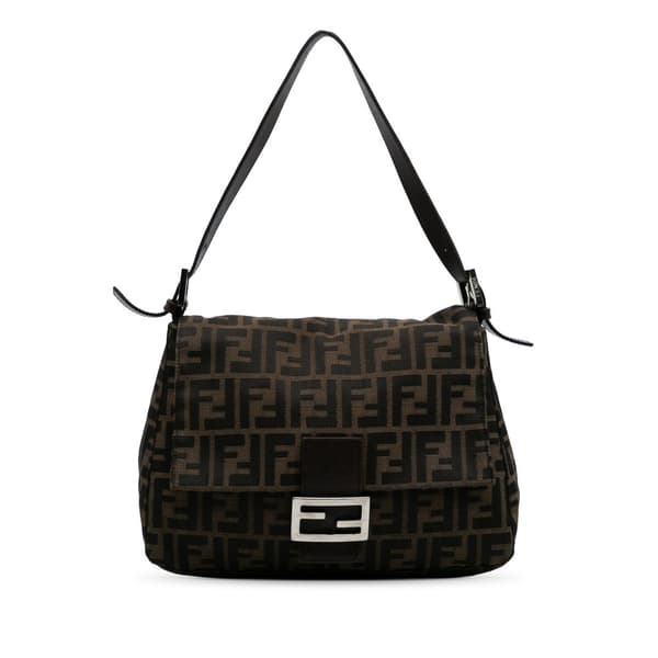 Pre-owned Fendi Zucca Canvas Mamma Forever Brown