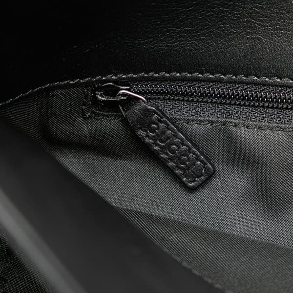 Pre-owned Gucci GG Canvas and Leather Shoulder Bag Black