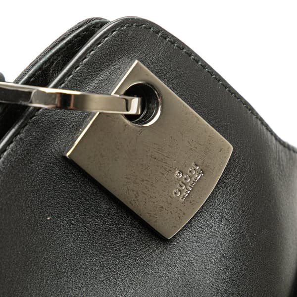 Pre-owned Gucci GG Canvas and Leather Shoulder Bag Black