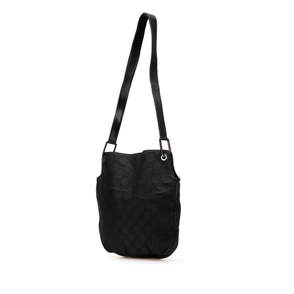 Pre-owned Gucci GG Canvas and Leather Shoulder Bag Black