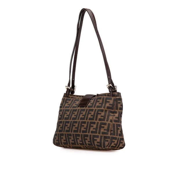 Pre-owned Fendi Zucca Canvas Shoulder Bag Brown
