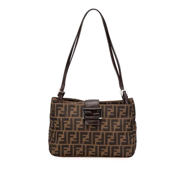 Pre-owned Fendi Zucca Canvas Shoulder Bag Brown